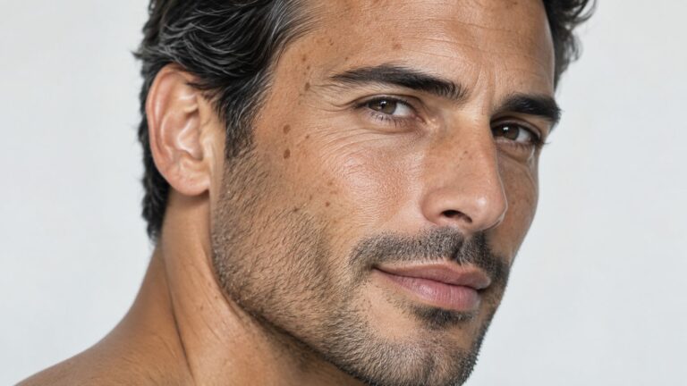 Retrato cercano de un hombre adulto con tono de piel canario y textura natural, para la ficha del tratamiento Fraxel Dual en Las Palmas.