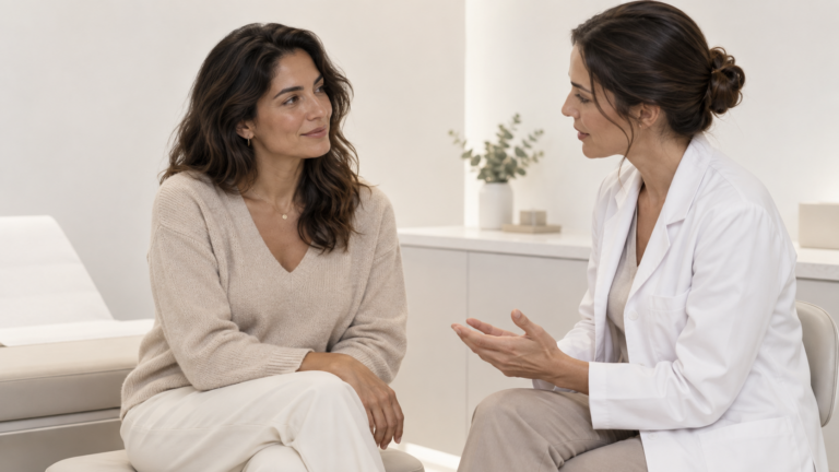 Paciente adulta durante una consulta médica confidencial en IMSEI CLINIC, Las Palmas