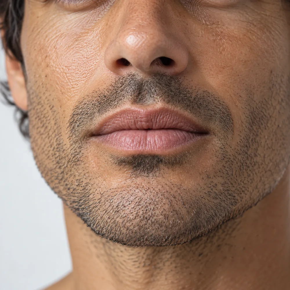 Primer plano de labios masculinos con textura natural