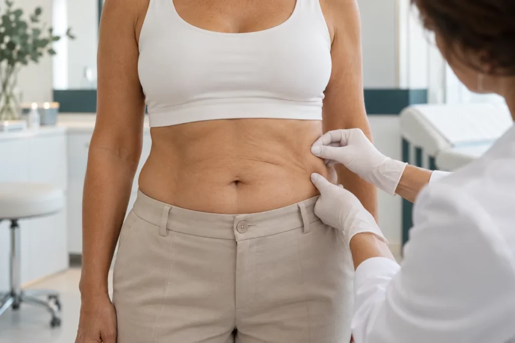 Valoración clínica de firmeza de abdomen con bioestimuladores