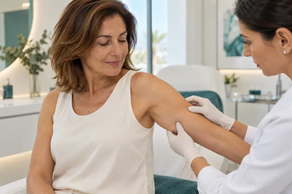 Valoración clínica de firmeza de brazos con bioestimuladores
