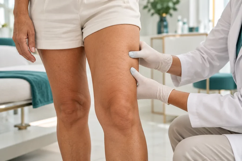 Valoración clínica de firmeza de muslos con bioestimuladores